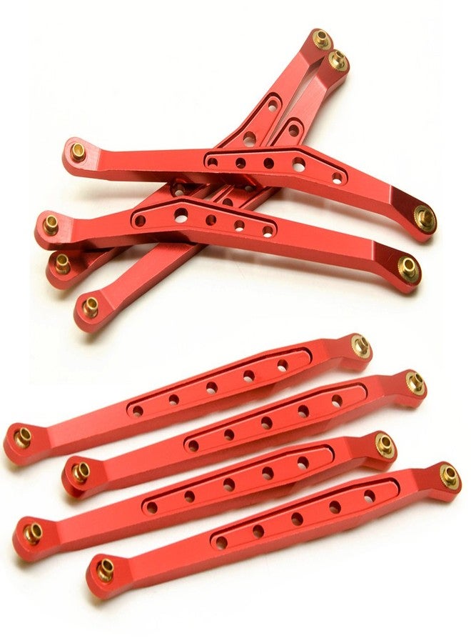 Que-T 8 Pcs Aluminum Linkage Rod Arm Set/Upper and Lower Suspension Links Set of 8 for 1/10 Axial Wraith 90018 RC Truck (Red, Type A) - Image 2